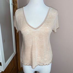 Tan v-neck tee shirt from American Eagle